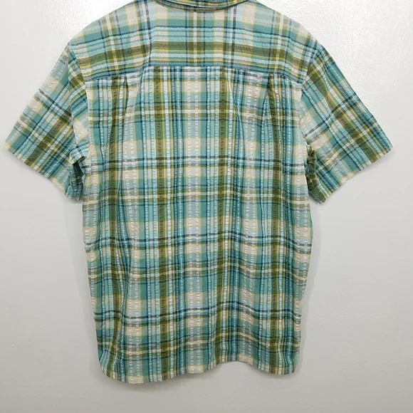 Patagonia Puckerware Shirt Organic Cotton Plaid in Beryl Green Large - Picture 8 of 13